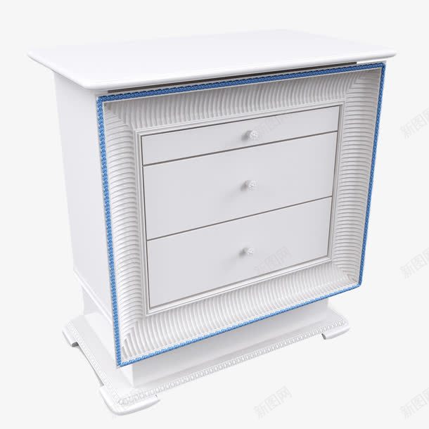 蓝边白色欧式床头柜png免抠素材_88icon https://88icon.com 床头柜 抽屉 欧式床头柜 白色 白色欧式床头柜 白色花纹 花纹 蓝边白色欧式床头柜