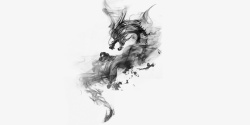 创意黑色龙纹身手绘烟雾中国风龙高清图片