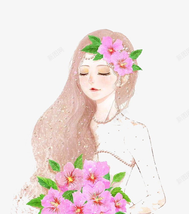 粉色女孩png免抠素材_88icon https://88icon.com 卡通 彩色 手绘 水彩 粉色女孩 装饰 鲜花