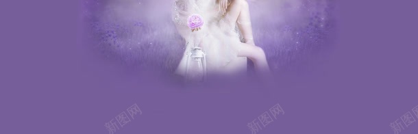 紫色浪漫薰衣草女孩背景banner背景