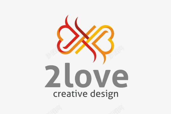 两个爱心logo矢量图图标图标