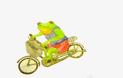 一个会骑着单车去旅游的青蛙素材