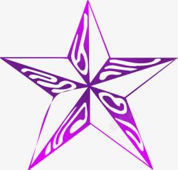 手绘紫色立体花纹星星素材