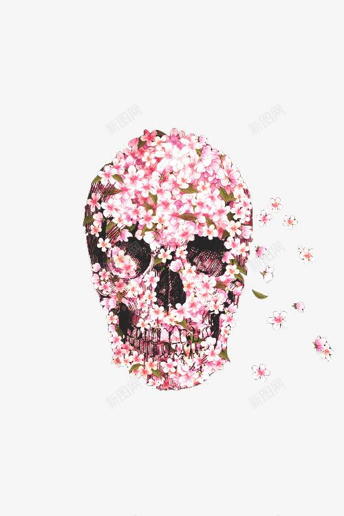 创意花朵堆砌骷髅头艺术品png免抠素材_88icon https://88icon.com 创意 花朵 骷髅头