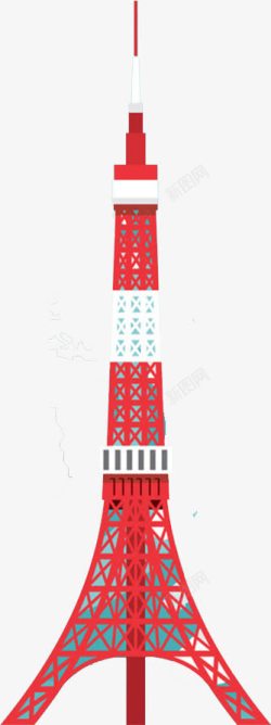 红色东京铁塔扁平素材