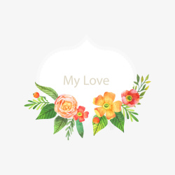 矩形花朵装饰爱情标签矢量图素材