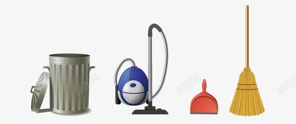 清洁工具png免抠素材_88icon https://88icon.com 劳动工具 吸尘器 垃圾桶 扫帚 矢量工具
