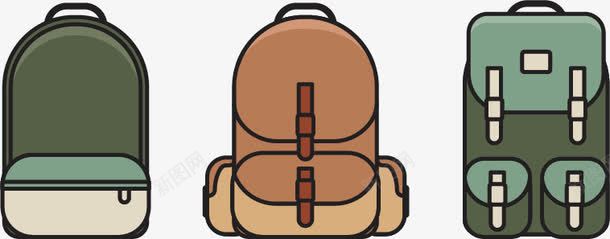 包包png免抠素材_88icon https://88icon.com 军绿色 包包 双肩包