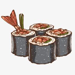 手绘三文鱼寿司素材