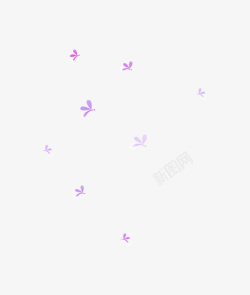 紫色蝴蝶小花漂浮素材