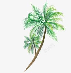 绿色卡通椰子树装饰图案素材