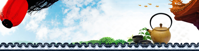 中国风凉茶建筑蓝色背景背景