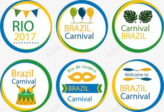 巴西标志圆形巴西狂欢节标志图标图标