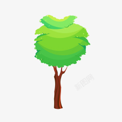 手绘绿色的树木矢量图素材