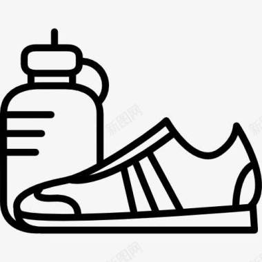 瓶体操运动员的运动鞋和一瓶水图标图标