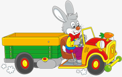 兔子开车卡通手绘开车的兔子高清图片