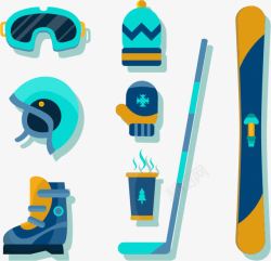 滑雪帽滑雪装备矢量图高清图片