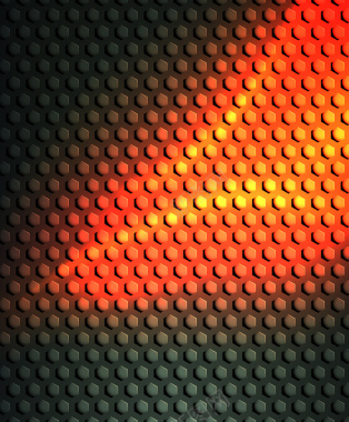 质感六方形几何纹理铁板红色光晕背景矢量图背景