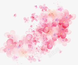 手绘水墨粉色花朵素材