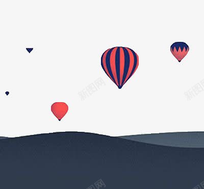 山上的热气球png免抠素材_88icon https://88icon.com 大自然 热气球 红色 黑色
