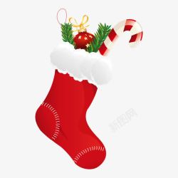 红色圣诞袜和圣诞装饰物素材