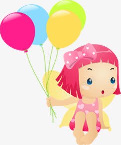 小女孩气球卡通人物素材