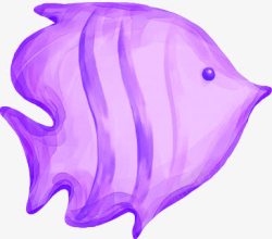 手绘紫色美丽鱼美景素材