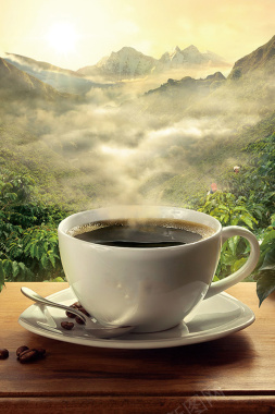 咖啡山峰创意海报背景