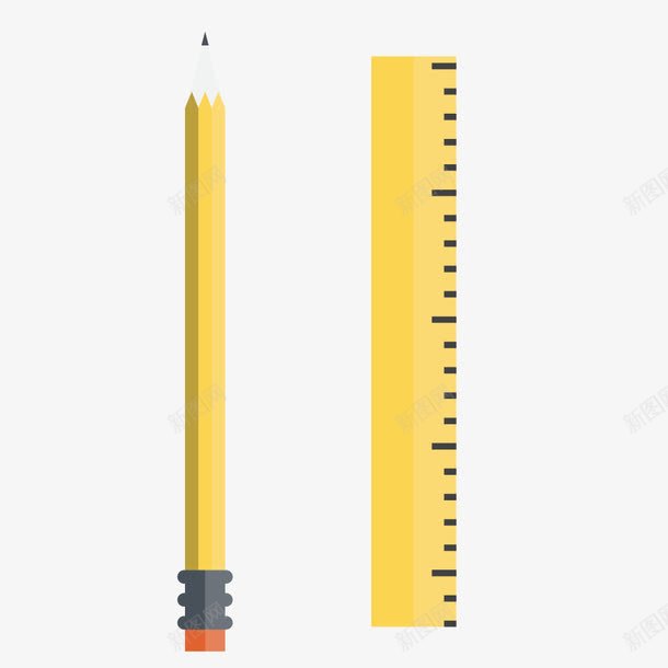黄色直尺铅笔png免抠素材_88icon https://88icon.com 画笔 直尺 直尺图案 铅笔 黄色
