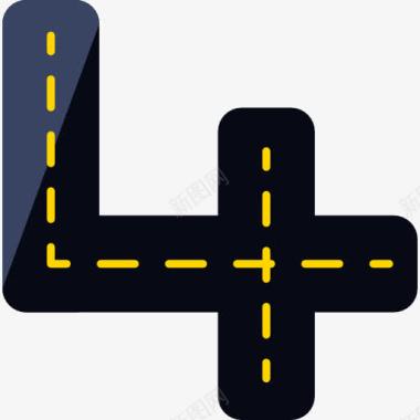 通往城市的道路十字路口图标图标