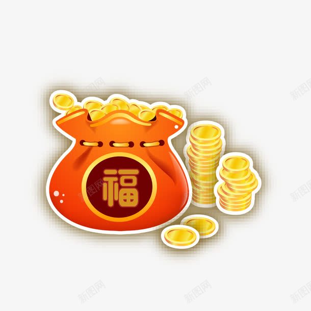 卡通金钱袋子png免抠素材_88icon https://88icon.com 卡通 卡通袋子 袋子 金币 金钱