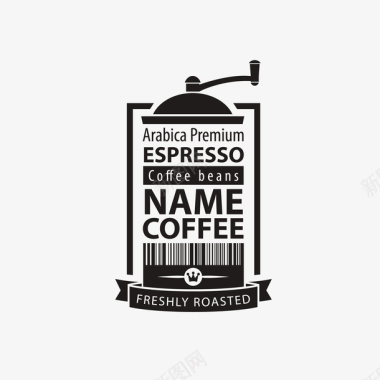 黑色背景黑色时尚创意咖啡器具标识矢量图图标图标