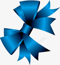 手绘蓝色丝带编织花朵矢量图素材