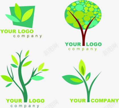 绿色植物标志图标图标