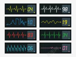 蓝色心跳检测仪彩色心电图矢量图高清图片