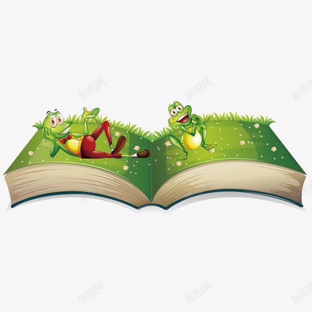 躺在书上的青蛙矢量图ai免抠素材_88icon https://88icon.com 书籍 卡通 绿色 草地 青蛙 矢量图