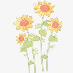 四朵漂亮的卡通向日葵素材