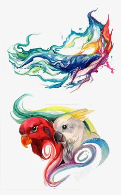 手绘水彩动物素材