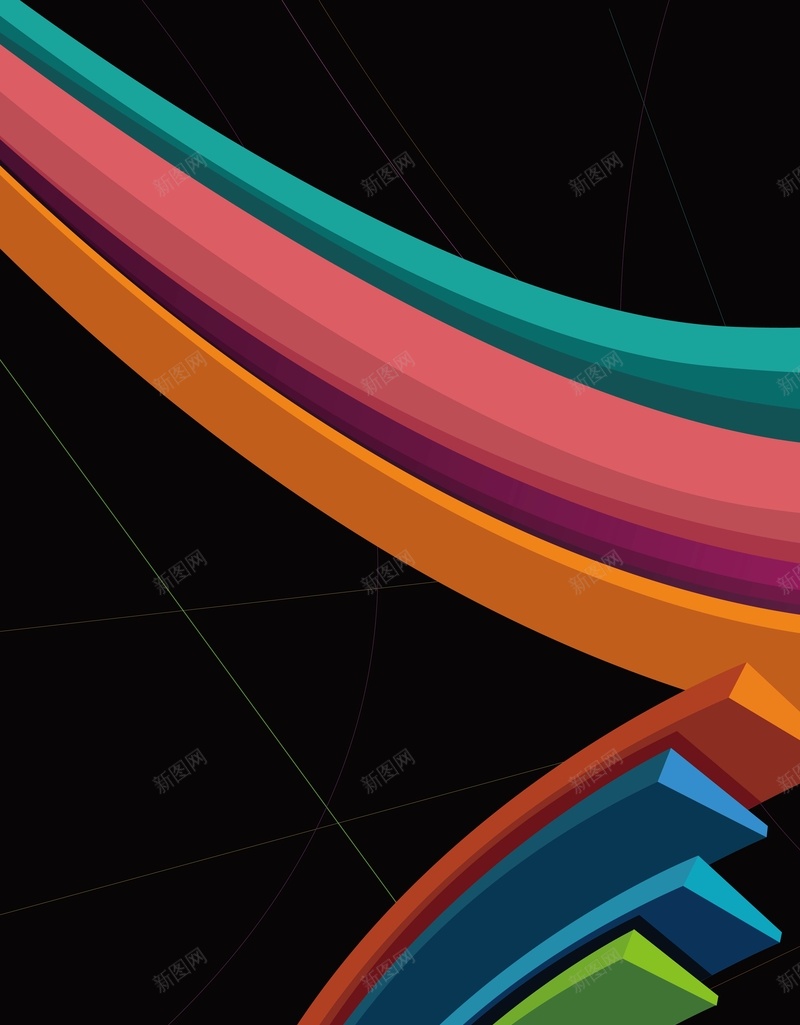 七彩对接在一起的线条背景矢量图ai设计背景_88icon https://88icon.com AI 欣喜 海报 炫彩 矢量素材 纹理 线条 背景 高清背景设计图 黑色 矢量图