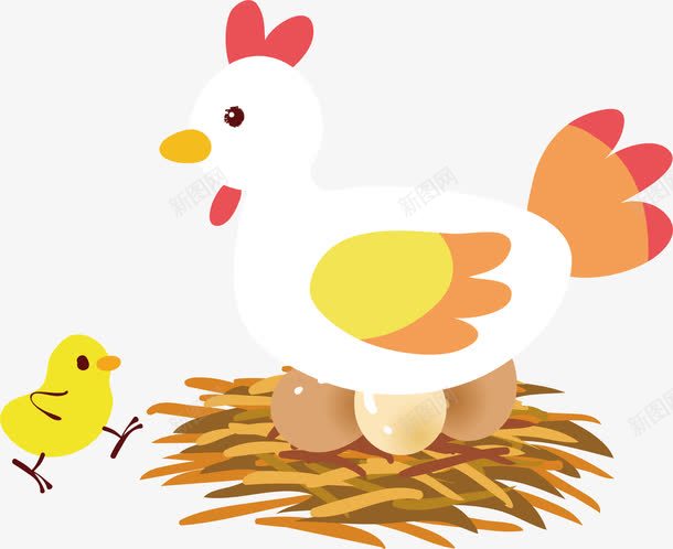 母鸡孵小鸡png免抠素材_88icon https://88icon.com 卡通 小鸡 母鸡 蛋