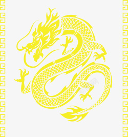 黄色中国风的龙纹矢量图素材