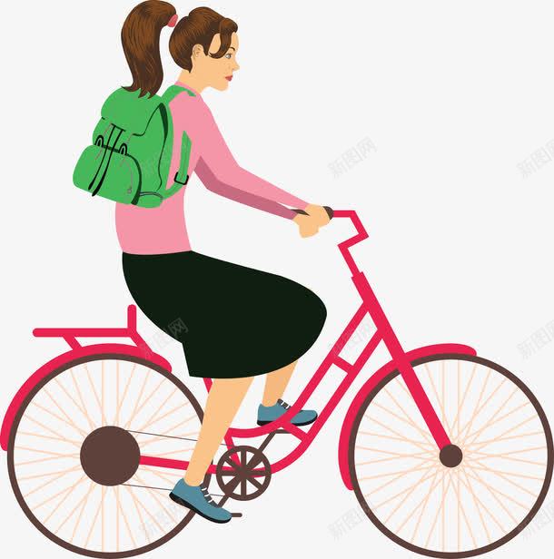 背着背包骑自行车的女孩png免抠素材_88icon https://88icon.com 单车 卡通人 卡通骑车的人 女孩 矢量骑车的人 背包 自行车 骑自行车 骑车 骑车人