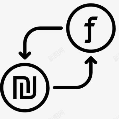 卡通人钱转换货币从盾钱舍客勒以货币转换图标图标