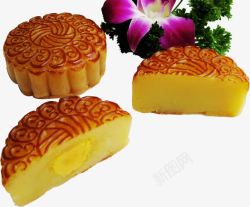 中秋节蛋黄月饼花朵素材