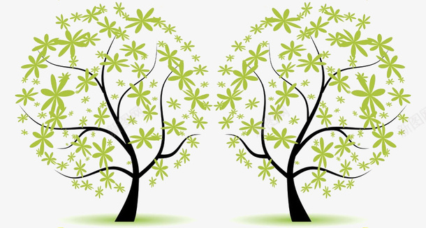 手绘两棵树png免抠素材_88icon https://88icon.com 大树 手绘树木 母子树 环保树木素材 绿色树木
