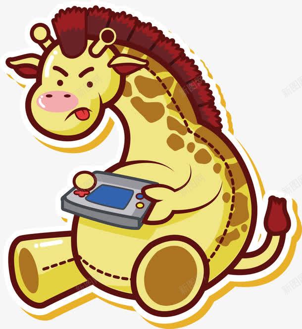 打游戏的长颈鹿png免抠素材_88icon https://88icon.com 卡通长颈鹿 幼教 彩色游戏机 打游戏长颈鹿 掌上游戏机 矢量png 长颈鹿
