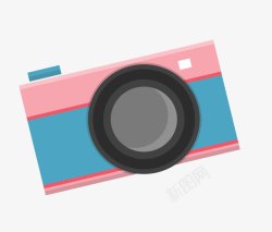 蓝粉色旅游照相机矢量图素材