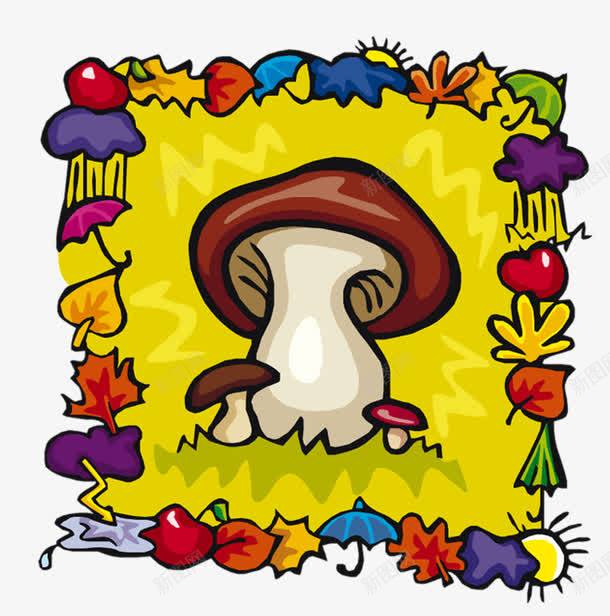 卡通手绘彩色蘑菇植物png免抠素材_88icon https://88icon.com 卡通彩色 大蘑菇 树叶装饰边框 蘑菇 蘑菇素材