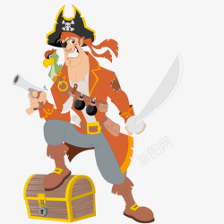 卡通拿着武器的海盗人物矢量图素材
