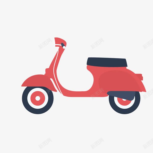 红色摩托车png免抠素材_88icon https://88icon.com 出行 卡通 商务 扁平化 摩托车 红色 轮子